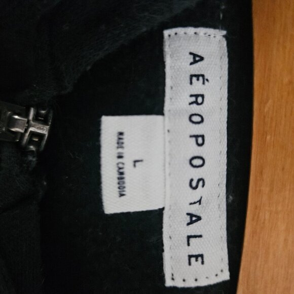 Aeropostale Full Zip-Up Original 1987 Black Large Hooded Sweatshirt - Picture 6 of 9